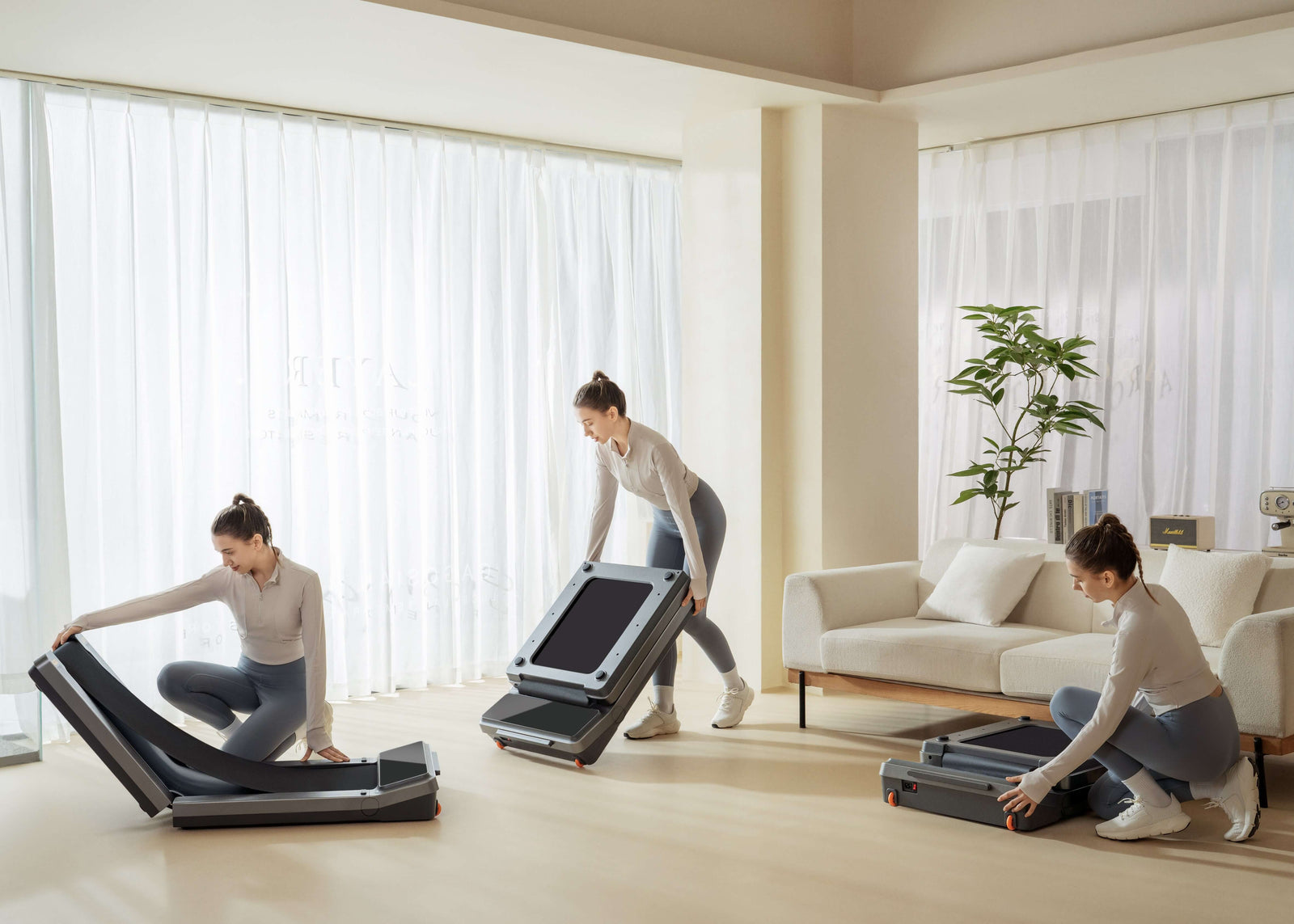 Demonstrate the folding steps for the Walking Pad