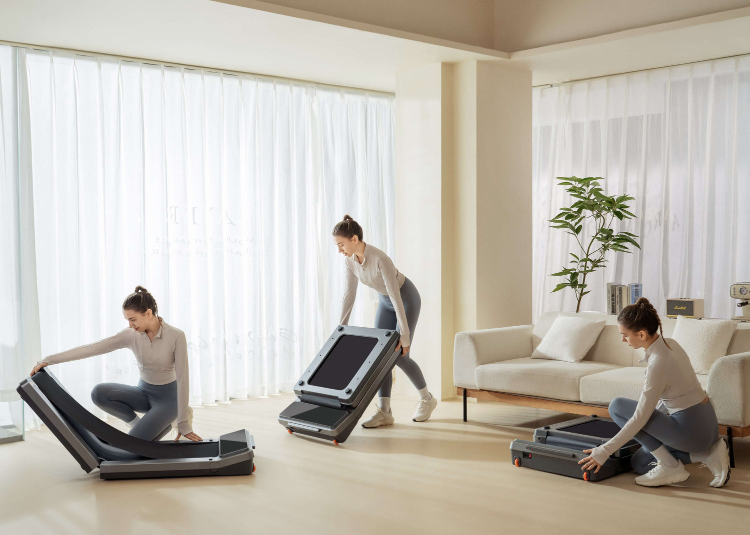 Demonstrate the folding steps for the Walking Pad