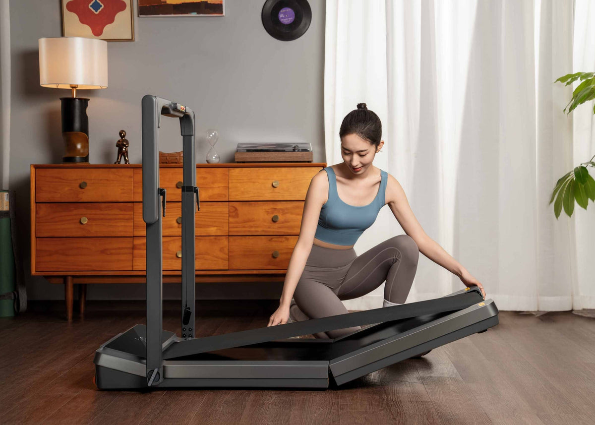 Measuring space for a folding treadmill