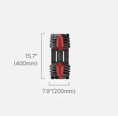 Length and width dimension diagram of the adjustable dumbbell