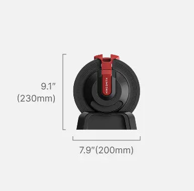 Front-view height and width dimension diagram of the adjustable dumbbell