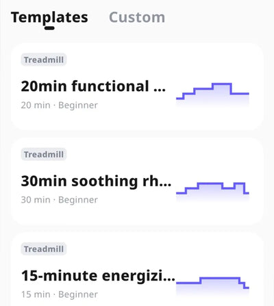 KS Fit app workout templates list